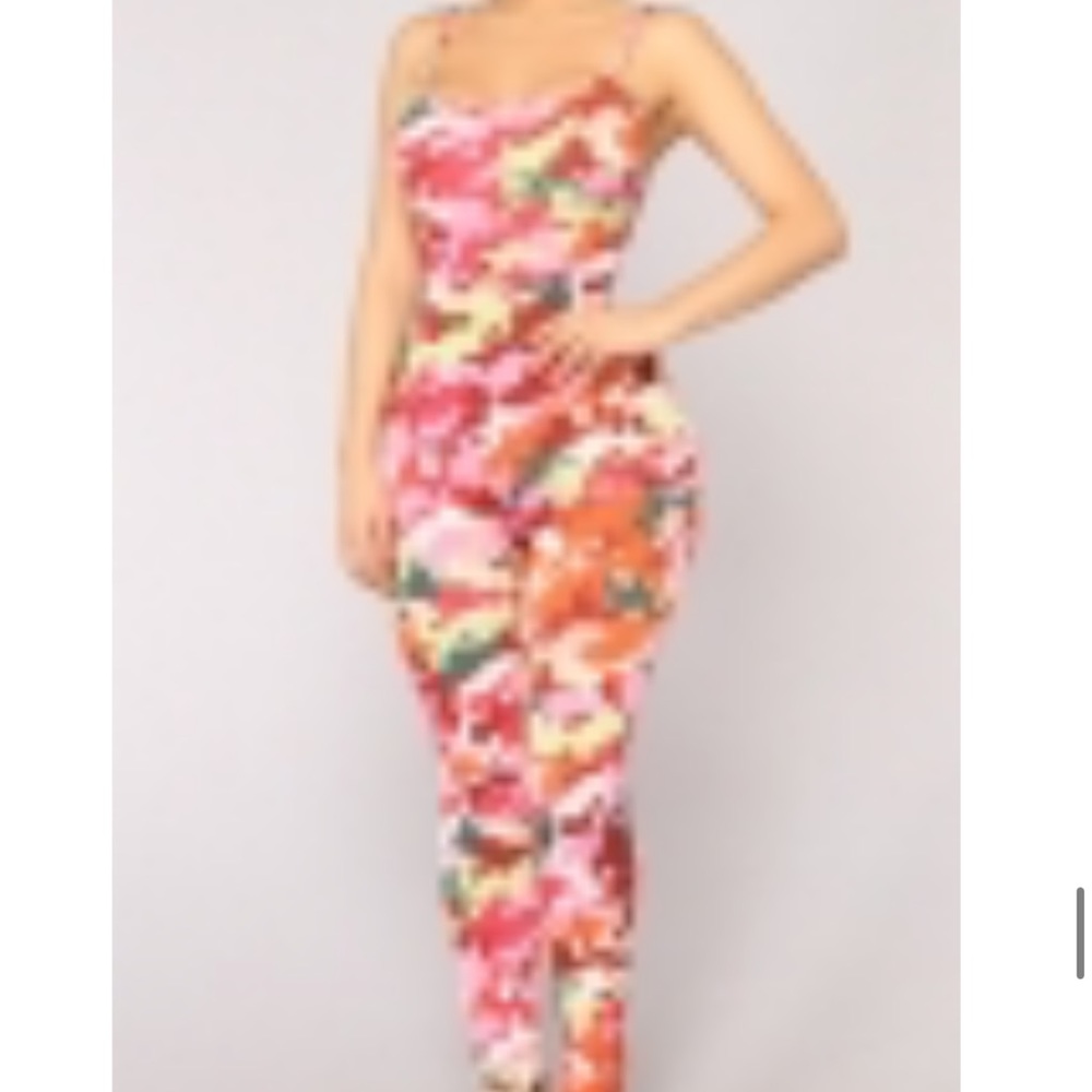 Pink camo one piece jumpsuit